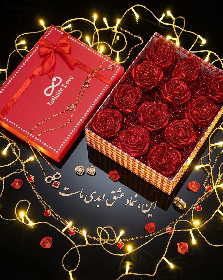 باکس قرمز ولنتاین گل رز ابدی هدیه تولد