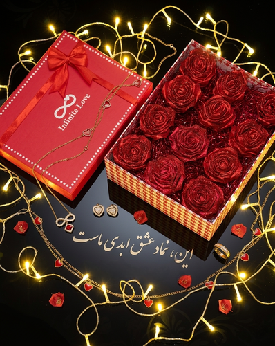 باکس قرمز ولنتاین گل رز ابدی هدیه تولد