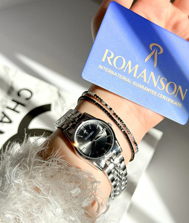 ساعت زنانه صفحه دودی برند ROMANSON موتورژاپنی با کارت ضمانت ۱۲ماهه تصویر دوم ارسال رایگان