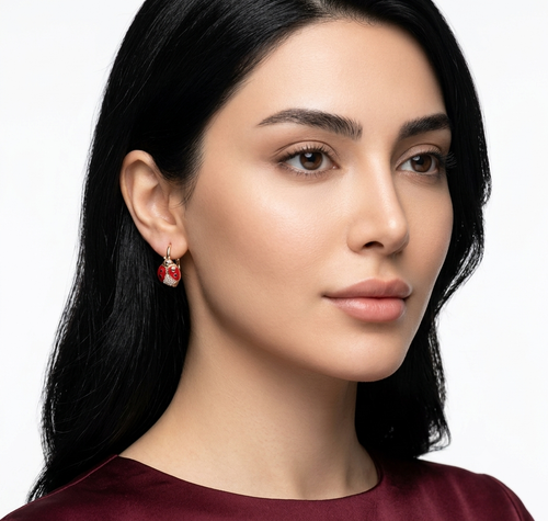 گوشواره ژوپینگ طرح حلقه کفشدوزک تصویر دوم