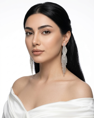 گوشواره زنانه مجلسی نگیندار سایز کوچکتر تصویر دوم