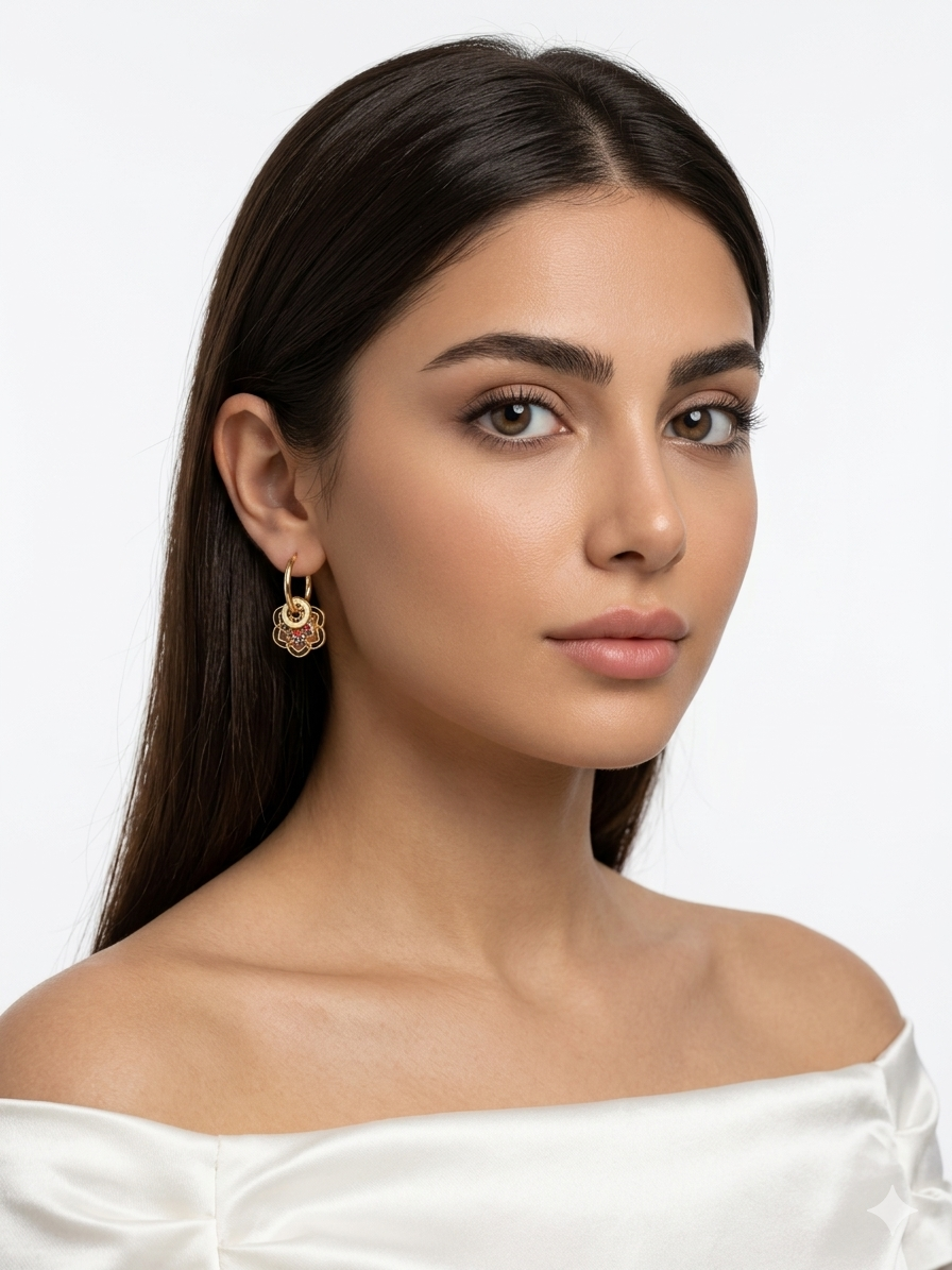 گوشواره میناکاری نقش فرش کد ۲
