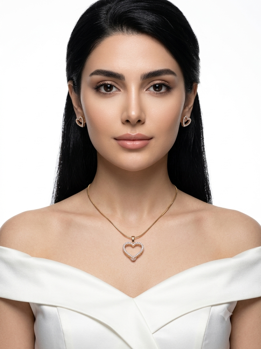 نیم ست زنانه قلب ژوپینگ با زنجیر ماری