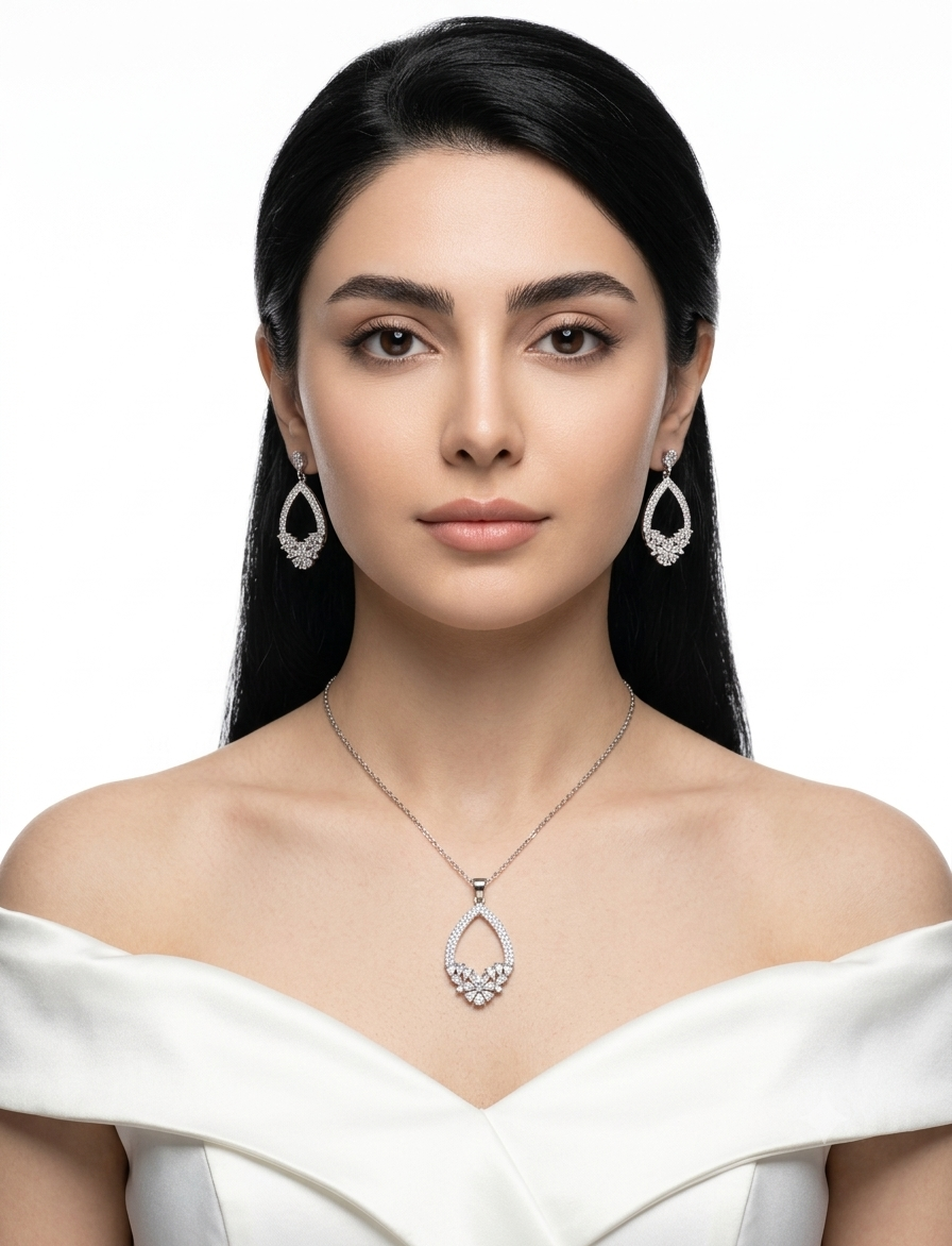 نیم ست ظریف حلقه اشک گل سایزکوچک تصویردوم ارسال رایگان