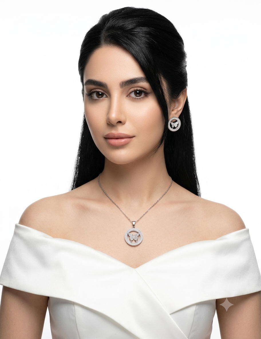 نیم ست ظریف زنانه سطلنتی پروانه سایز کوچک