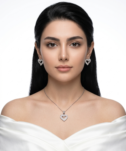 نیم ست قلب جواهری کد XU2428 هدیه خاص ارسال رایگان