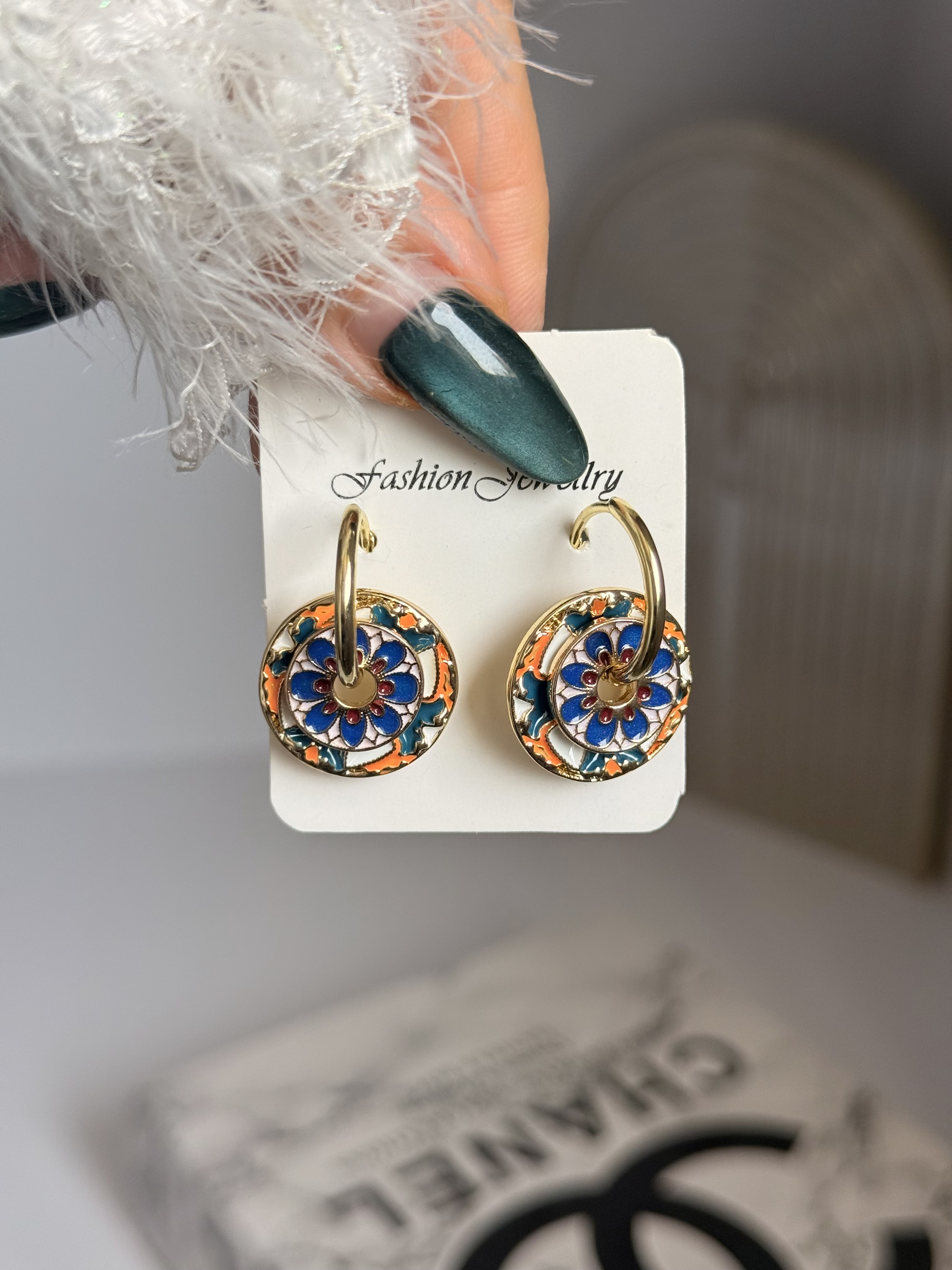 گوشواره میناکاری نقش فرش کد ۲
