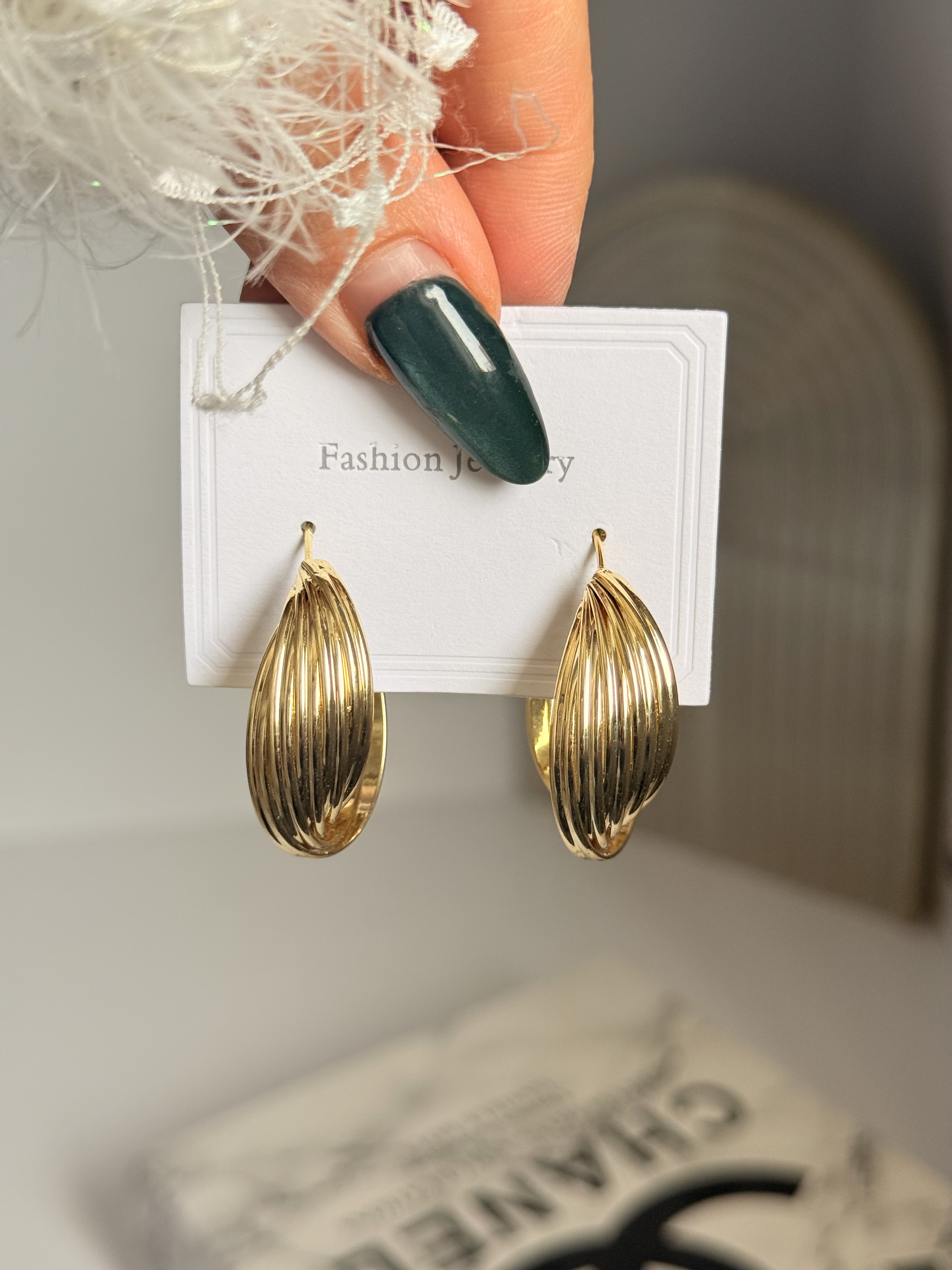 گوشواره حلقه ای طلایی طرح موج