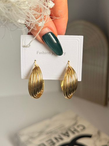 گوشواره حلقه ای طلایی طرح موج