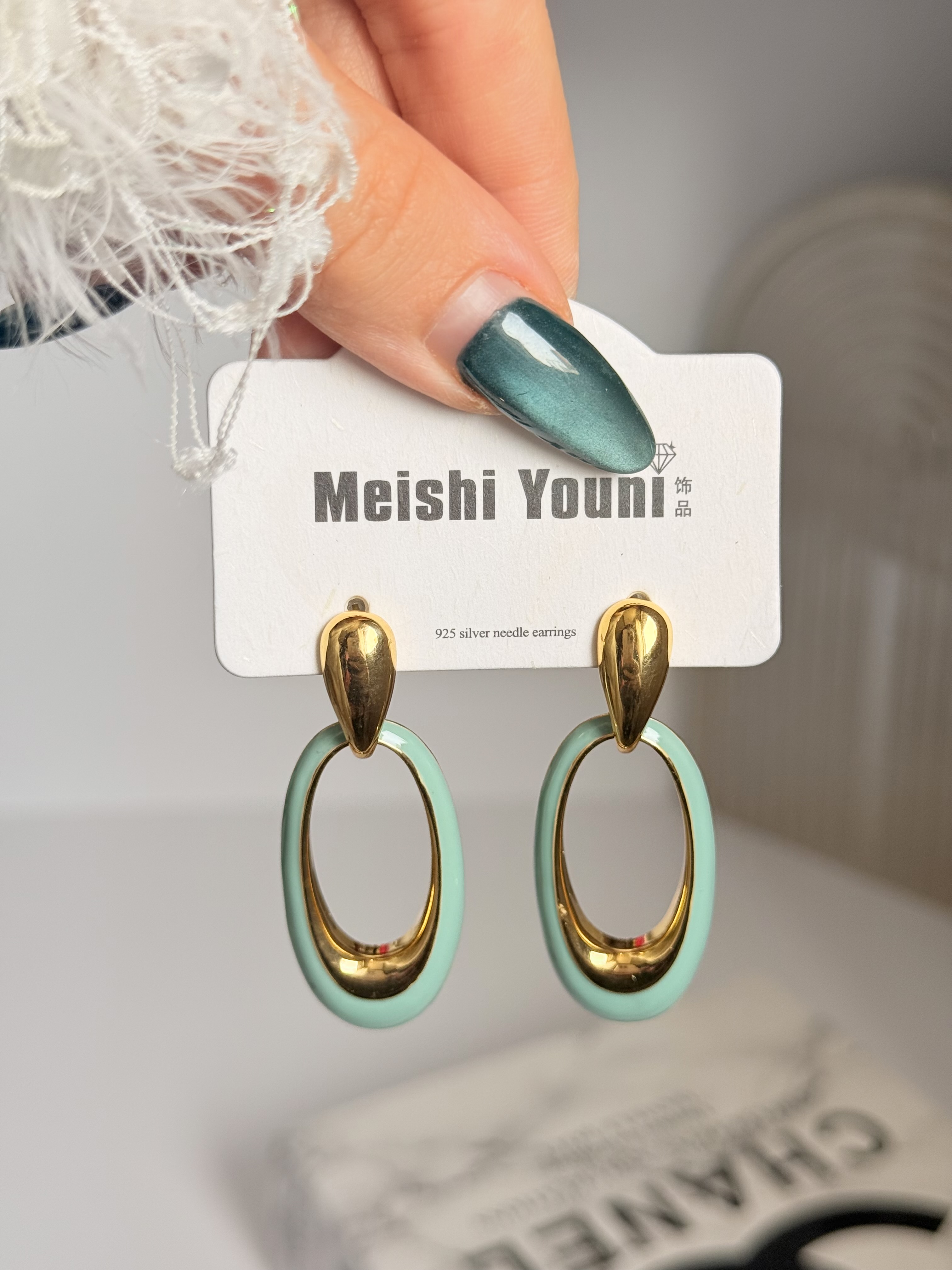 گوشواره میناکاری سبز ترند ۲۰۲۶ رنگ ثابت