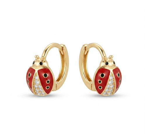 گوشواره ژوپینگ طرح کفشدوزک حلقه ای مدل عکس دوم