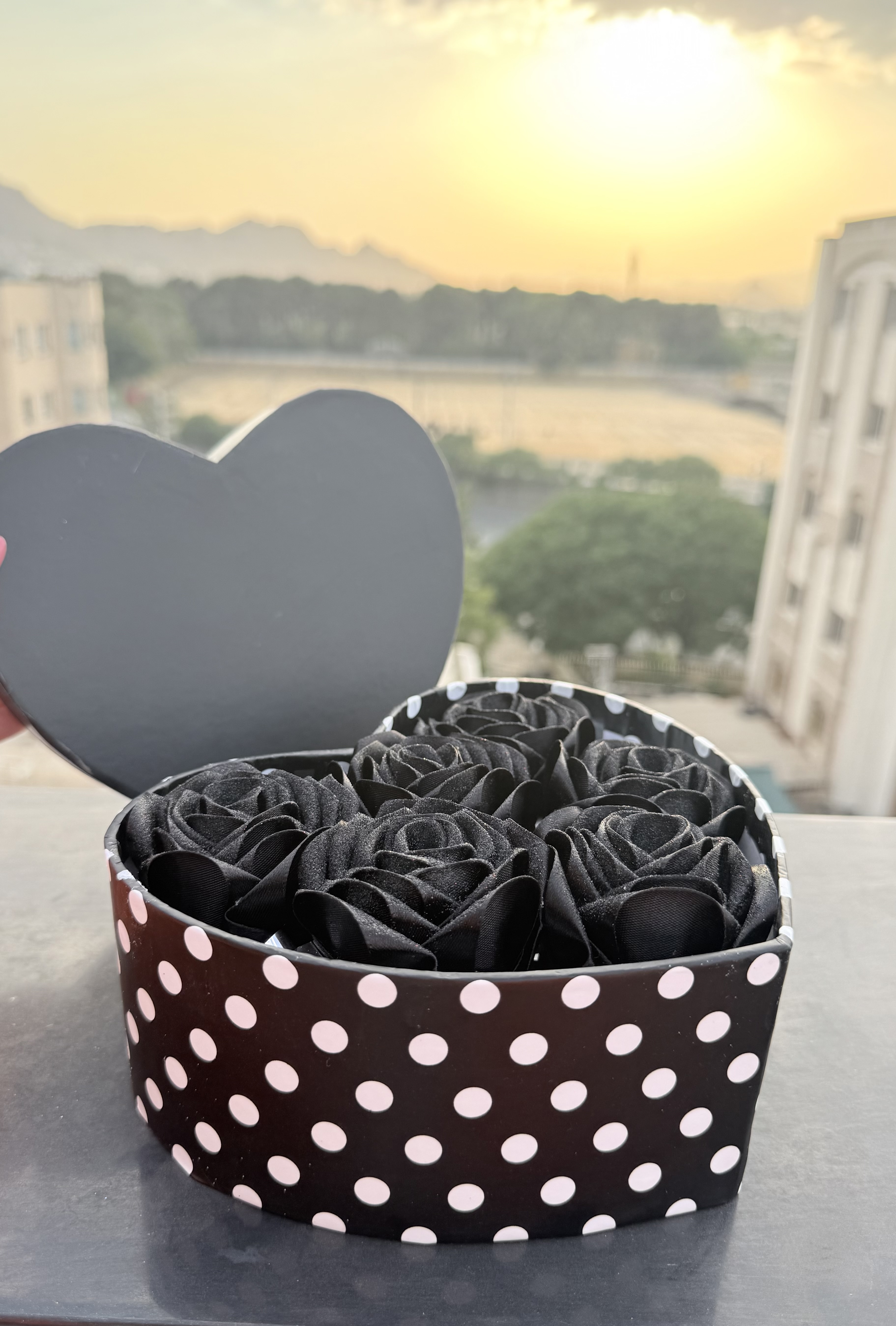 باکس گل مشکی ولنتایی قلب هدیه جذاب ارسال رایگان