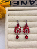 گوشواره جواهری قرمز نگیندار عروس سایزکوچک
