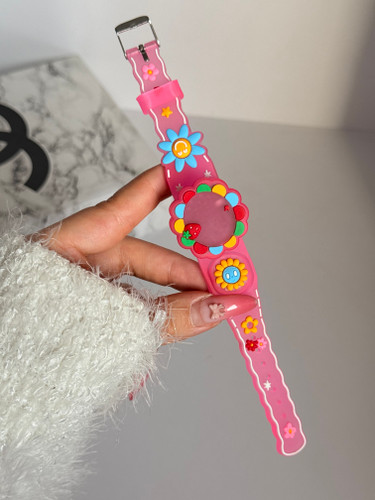 ساعت بچگانه دخترانه صفحه چرخان چراغ رنگی کد 1