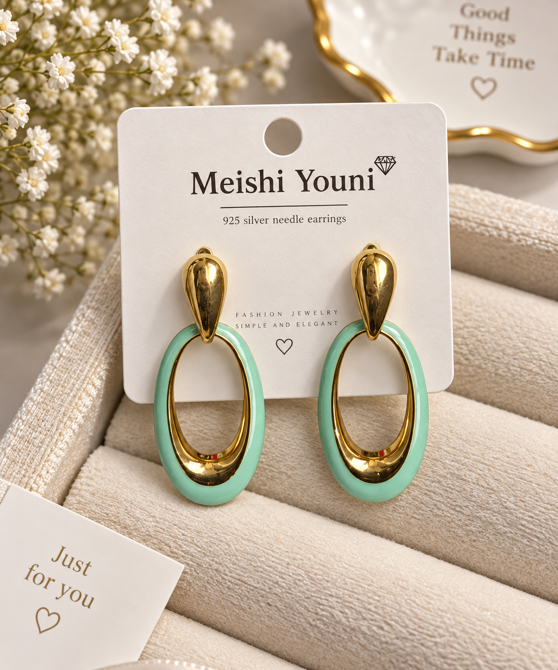 گوشواره میناکاری سبز ترند ۲۰۲۶ رنگ ثابت
