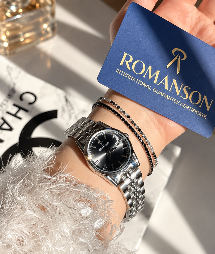 ساعت زنانه صفحه دودی برند ROMANSON موتورژاپنی با کارت ضمانت ۱۲ماهه تصویر دوم ارسال رایگان