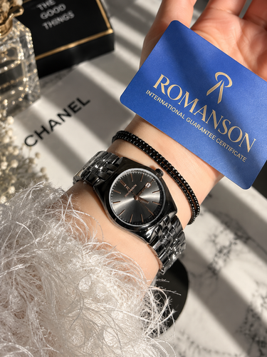 ساعت زنانه صفحه دودی تیره برند ROMANSON موتورژاپنی با کارت ضمانت ۱۲ماهه تصویر دوم ارسال رایگان
