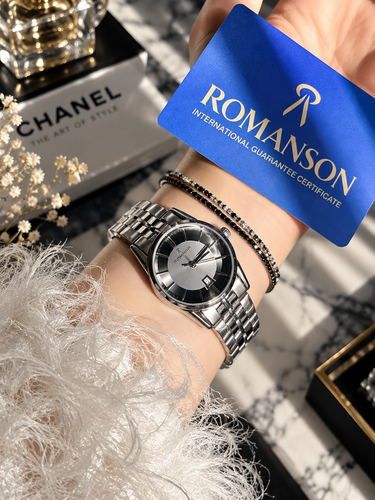ساعت زنانه صفحه دودی برند ROMANSON موتورژاپنی با کارت ضمانت ۱۲ماهه تصویر دوم ارسال رایگان