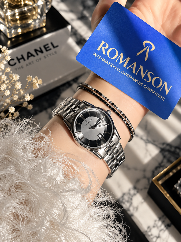 ساعت زنانه صفحه دودی برند ROMANSON موتورژاپنی با کارت ضمانت ۱۲ماهه تصویر دوم ارسال رایگان