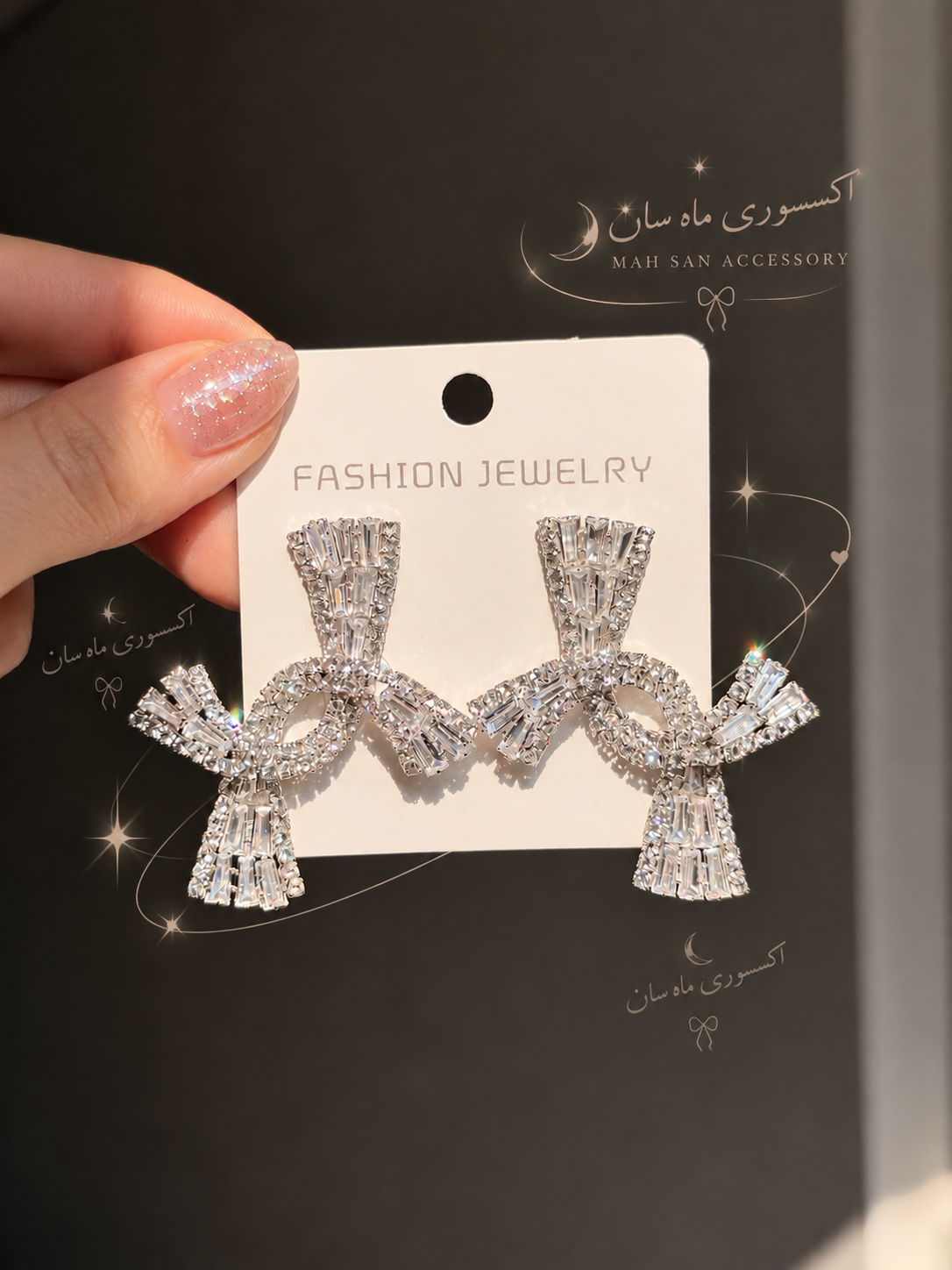 گوشواره جواهری عروس نگیندار کد JW00۱۷