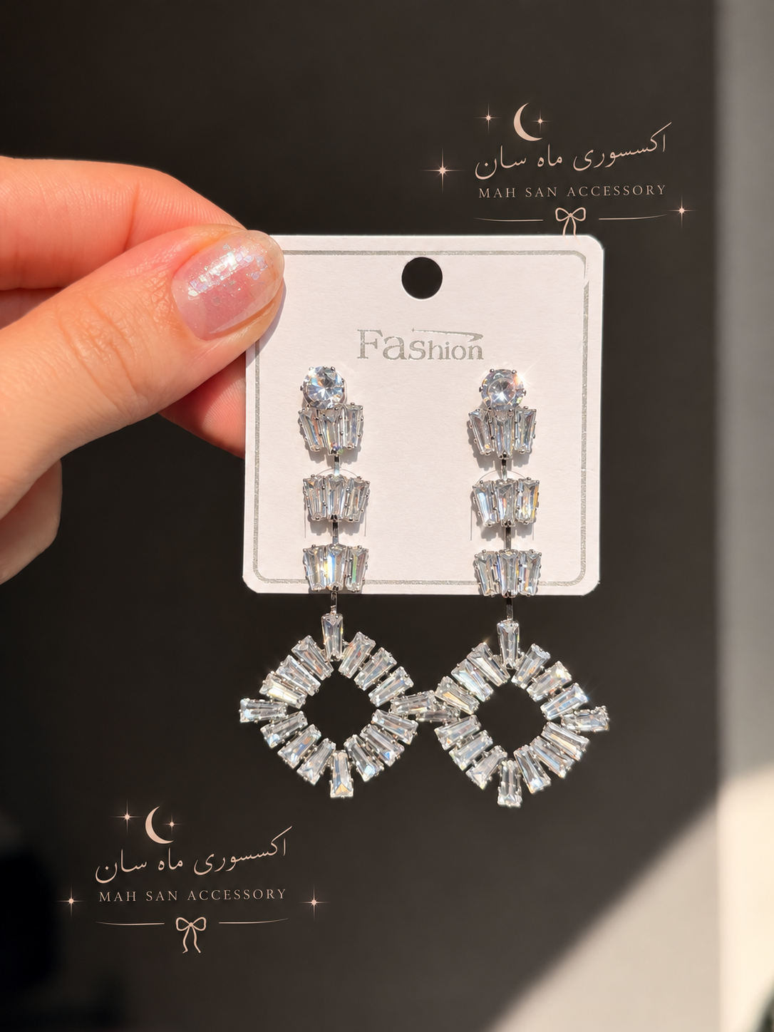گوشواره جواهری عروس نگیندار کد JW00۱۲